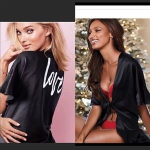 NWT Victoria Secret black satin kimono robe $58